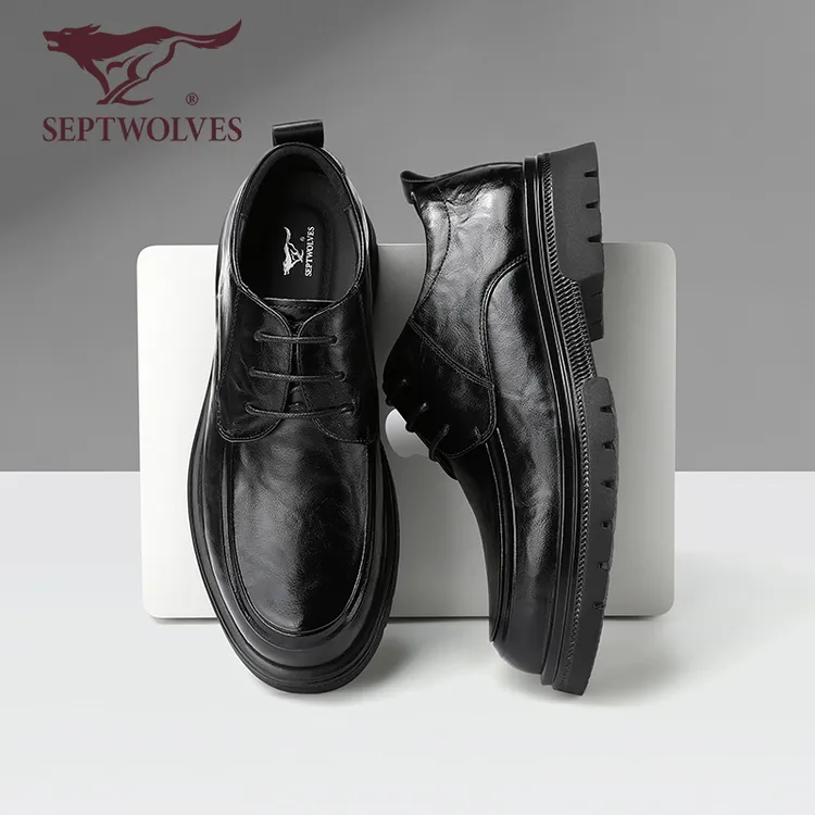 七匹狼2025秋冬新款男鞋高级质感头层牛皮休闲鞋厚底增高休闲皮鞋