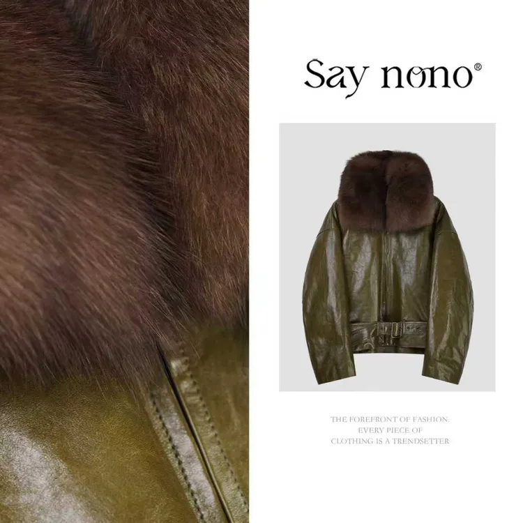 懒猫nono│Saynono 时尚复古翻领狐狸毛毛领鹅绒服外套GL0537AY