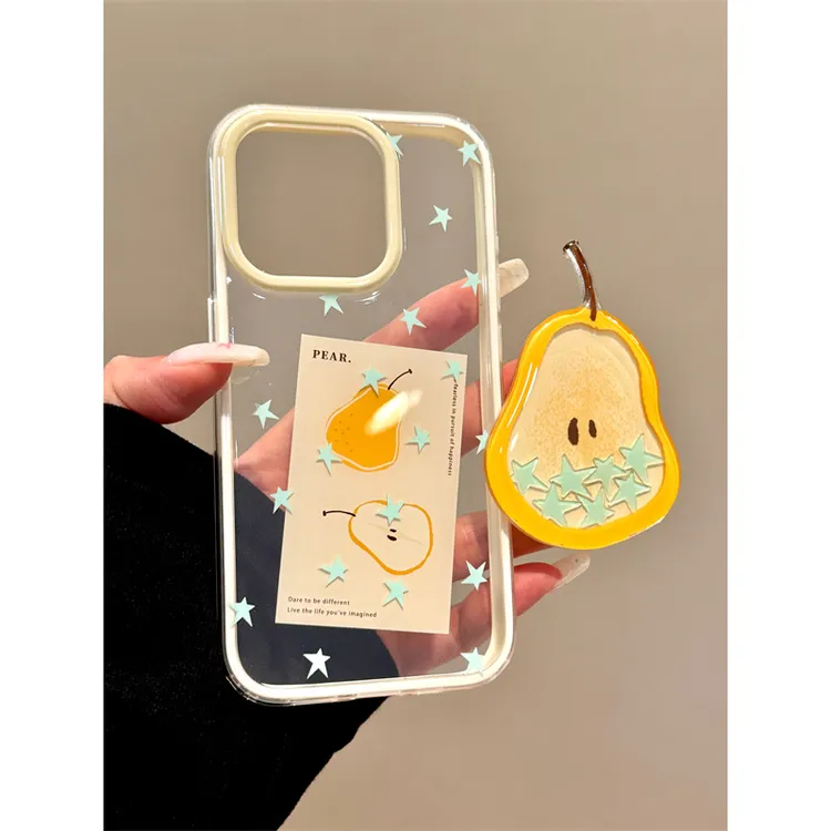 适用苹果iphone16promax摇摇梨子15pro韩风14支架13ins透明手机壳