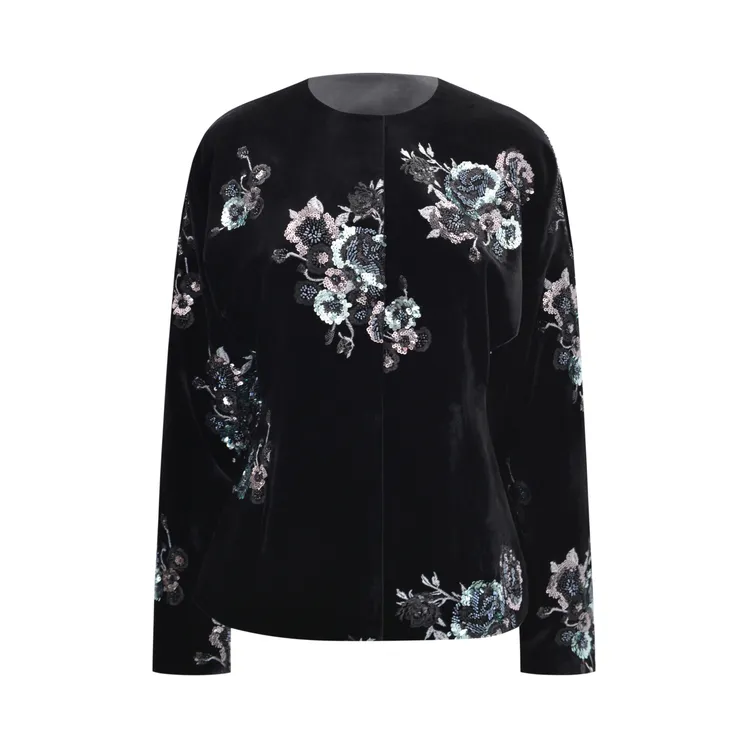 Messential W237瑾瑜丝绒 落肩收腰短外套