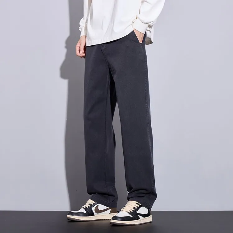 2025秋冬新款男士商务微阔腿裤时尚潮流男装长裤秋季厚款莱赛尔