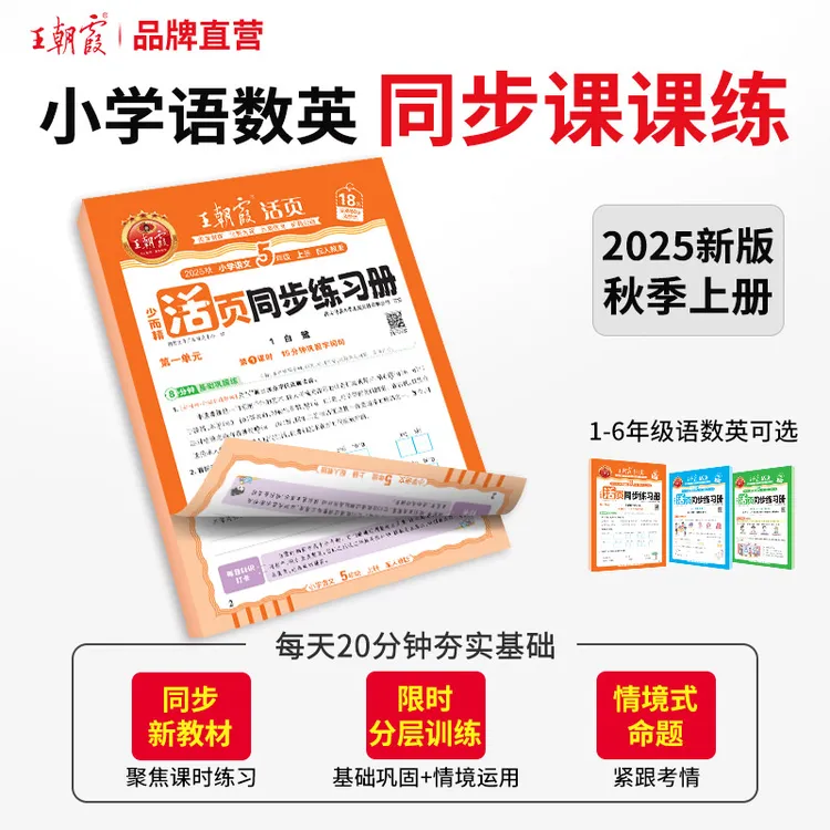 王朝霞活页同步练习册2025新版上册小学1-6年级语数英课本同步