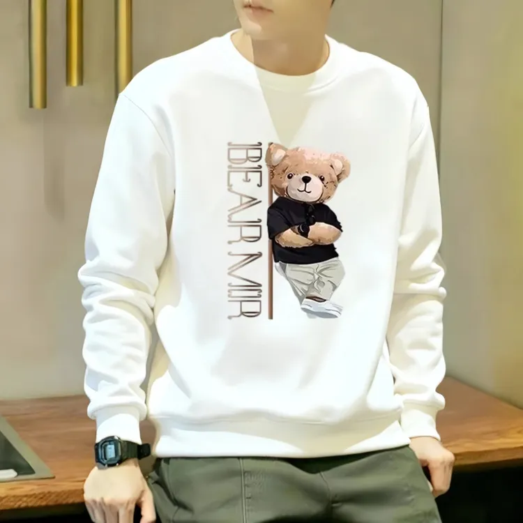 秋冬季新款男士休闲卫衣潮牌字母小熊先生舒适流行长袖上衣服男款