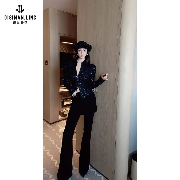 【迪丝嫚苓】黑色绵裤子显瘦时尚休闲百搭秋冬穿搭小众设计优雅高级