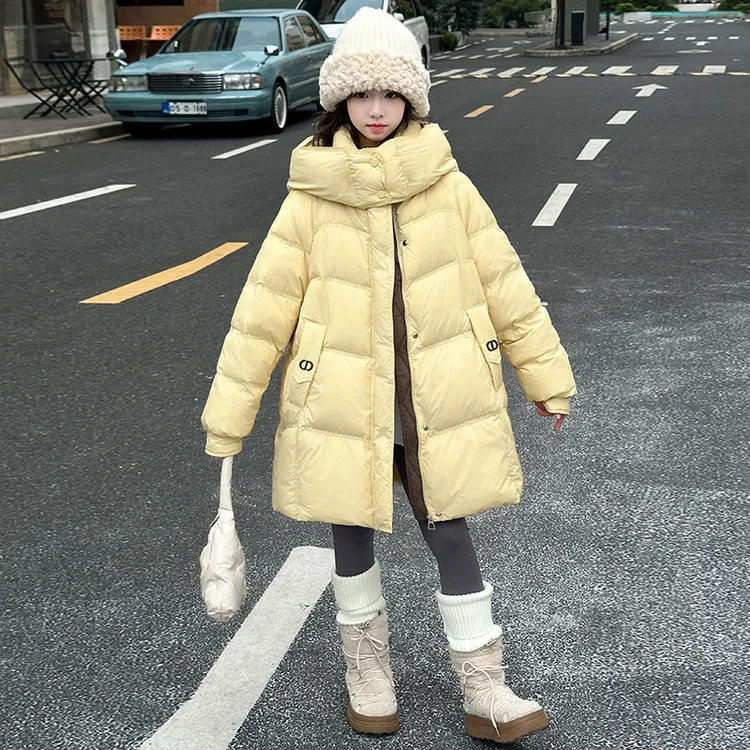 女童冬装棉服外套2025新款洋气加厚中长款手塞棉衣中大童冬季棉袄
