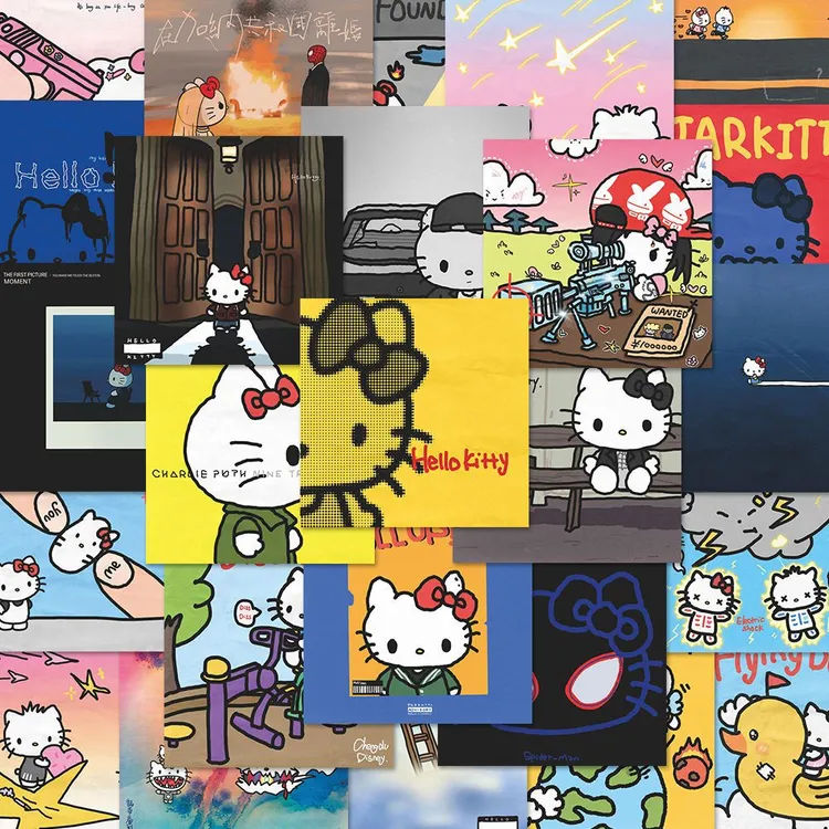 凯蒂猫160张专辑封面贴纸创意ins风手机壳diy水杯装饰贴画