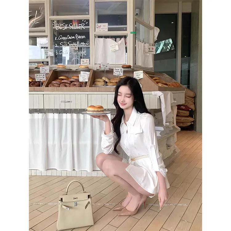 【白茶鹭鹭 送腰带】ins气质高级感知性气质长袖衬衫衬衣