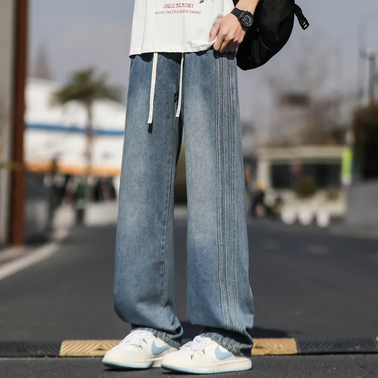 MTVO迈特优牛仔裤男士夏季新款美式复古裤子宽松直筒阔腿休闲长裤