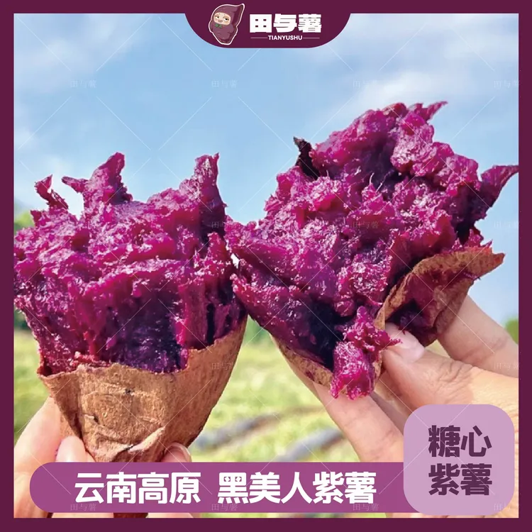 田与薯黑美人紫薯·泰紫薯一号糖心紫薯软糯香甜不干噎粗粮紫薯商品图