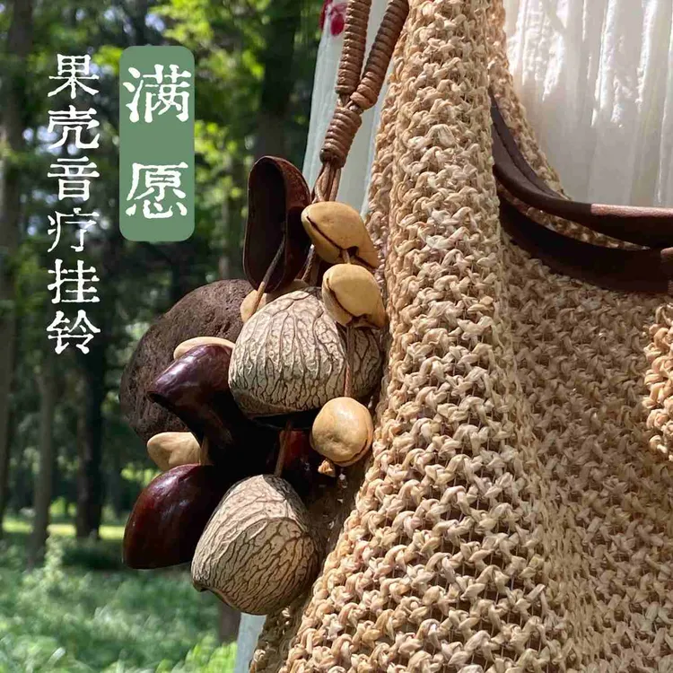 果壳挂铃溪水音乐疗手摇铃铛满愿喜愿小愿果实包挂饰祝福礼物