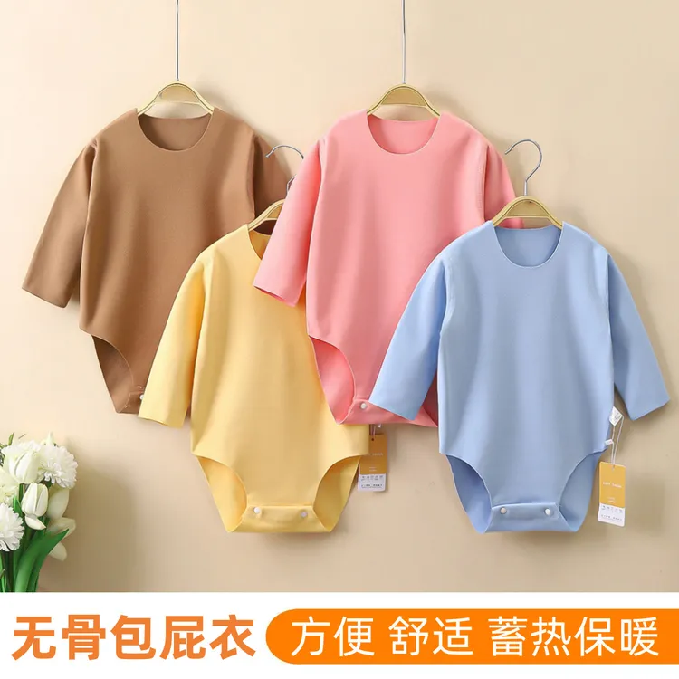 婴儿德绒保暖哈衣春秋冬季面料儿童爬服新生儿宝宝包屁护肚连体衣