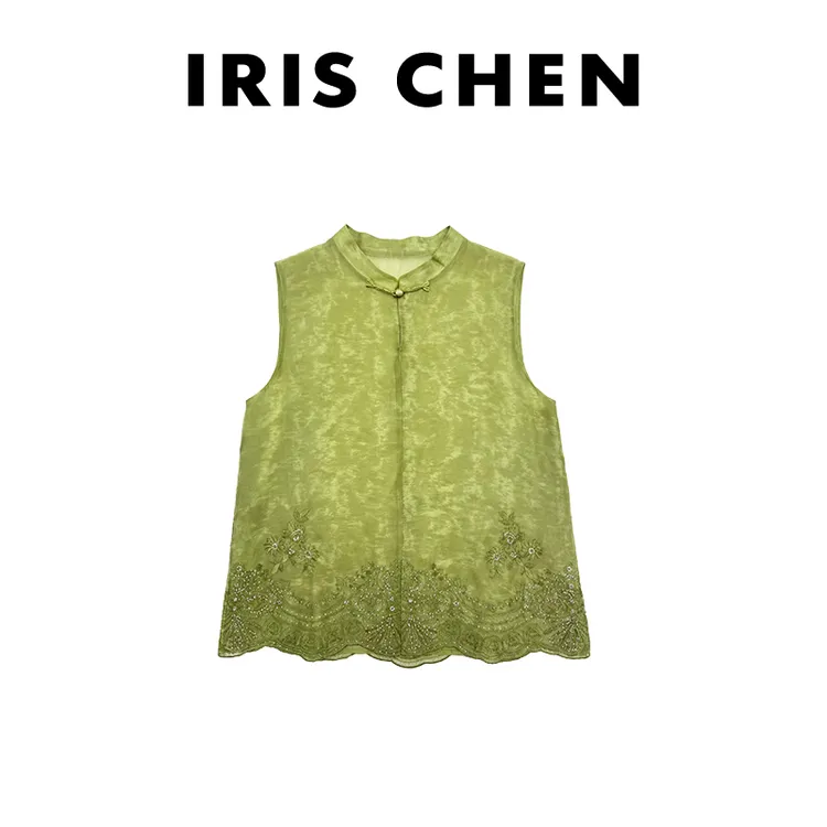 IRIS CHEN 玉翡翠 26夏“人丝”新中式国风贵气时尚刺绣上衣26SY572商品图