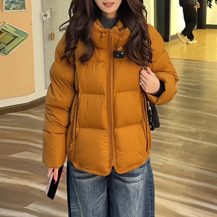 纯色设计感长袖棉服女2026冬季新款洋气轻薄潮流显瘦百搭通勤外套