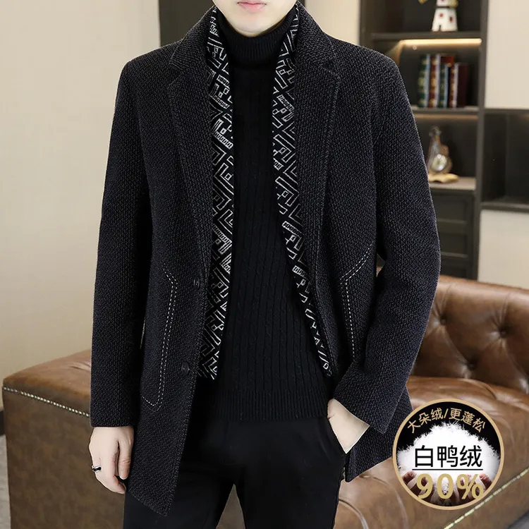 C15高档男士毛呢大衣时尚西装商务休闲羽绒服内胆锁温保暖外套