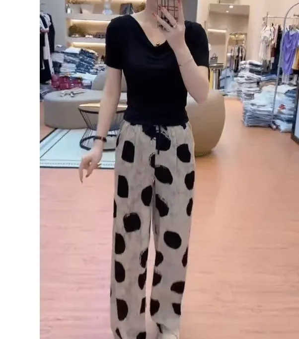 新款时尚气质洋气宽松显瘦上衣休闲裤子女装