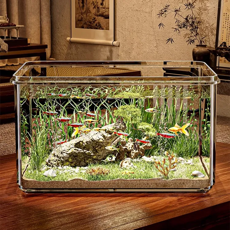 鱼缸客厅2025新款小金鱼乌龟饲养家用仿玻璃亚克力小型桌面生态缸商品图