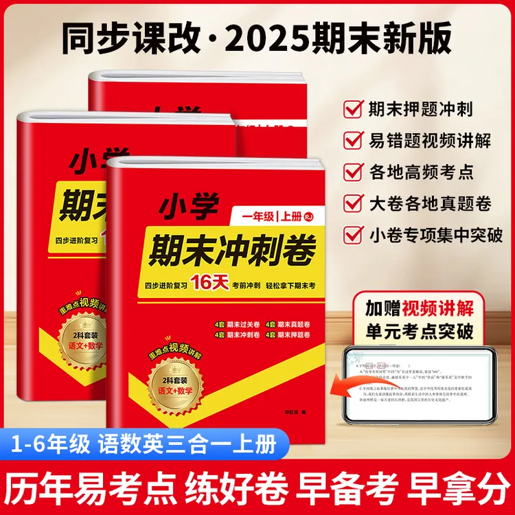 2025新版小学期末冲刺卷上册语文数学英语考点押题抢分卷真题卷商品图