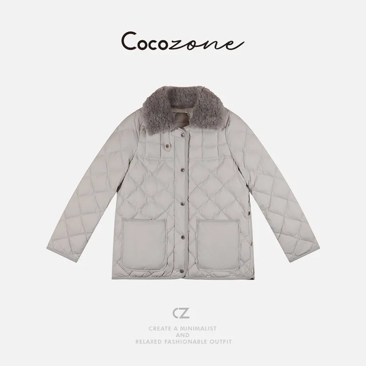 COCO ZONE刘一一 【90鹅绒】单排扣翻领菱形纹理鹅绒服 CD2A2601