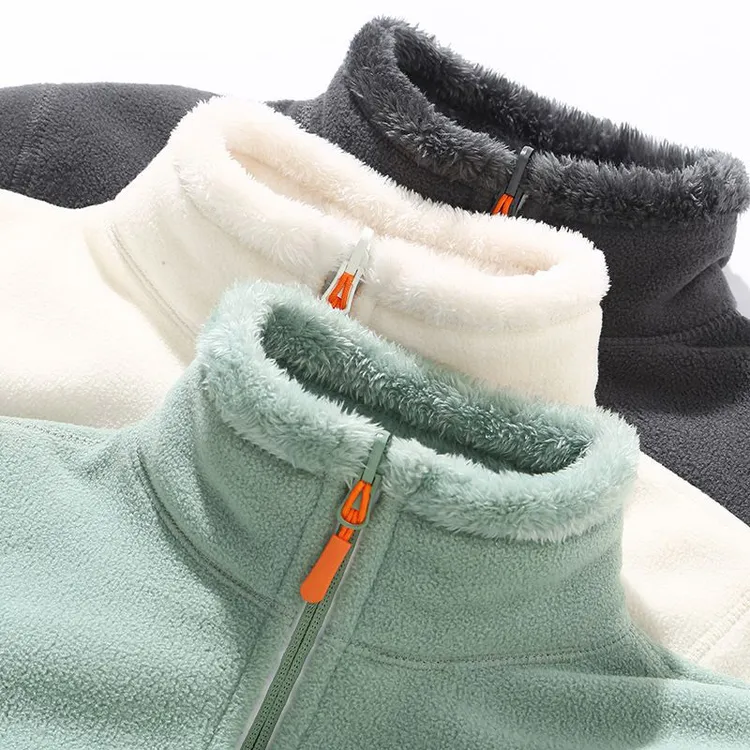 摇粒绒外套女抓绒衣男女双面可穿珊瑚绒秋冬加厚保暖防风加绒外套