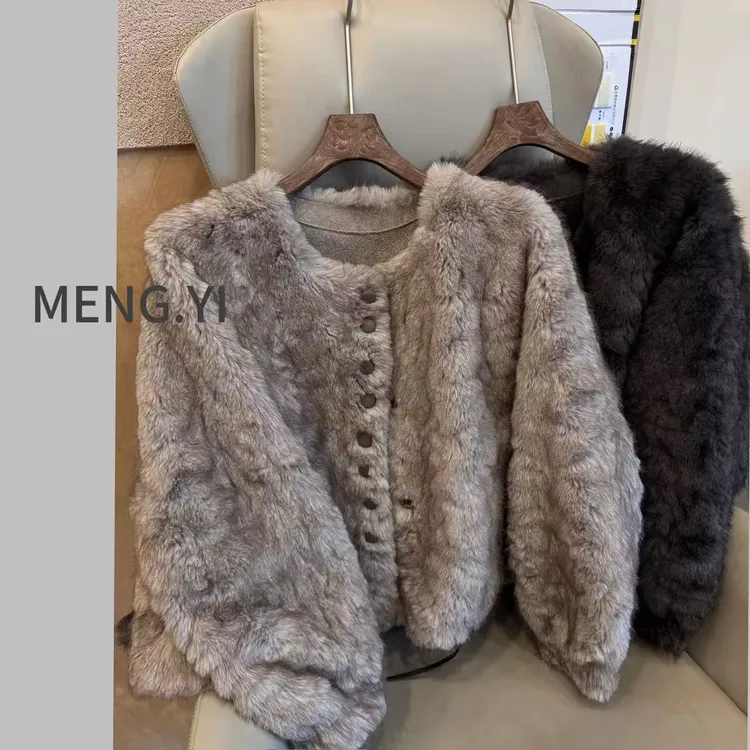 MENG.YI双色染尖超软毛毛外套5330