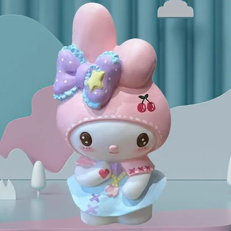 网红大号石膏娃娃涂色白胚库洛米美乐蒂KT猫儿童益智DIY涂色玩具