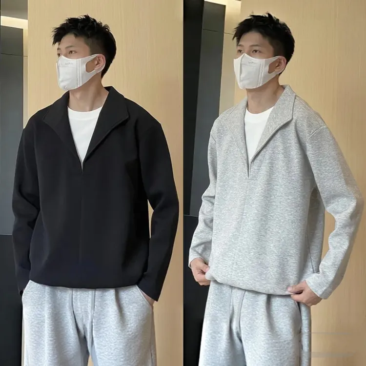 高级感假两件简约休闲长袖男士套头卫衣秋季上新气质潮流小众百搭