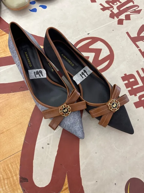 性感风浅口防滑优雅蝴蝶结单鞋女鞋气质细跟鞋子粗跟