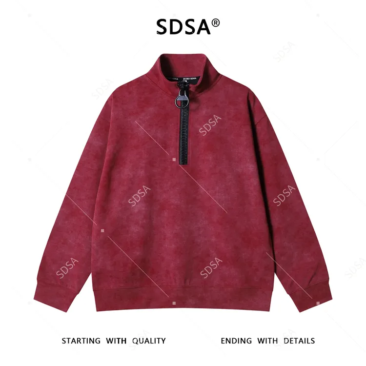 SDSA男士秋冬新款痞帅男装潮牌扎染半拉链立领卫衣百搭时尚上衣