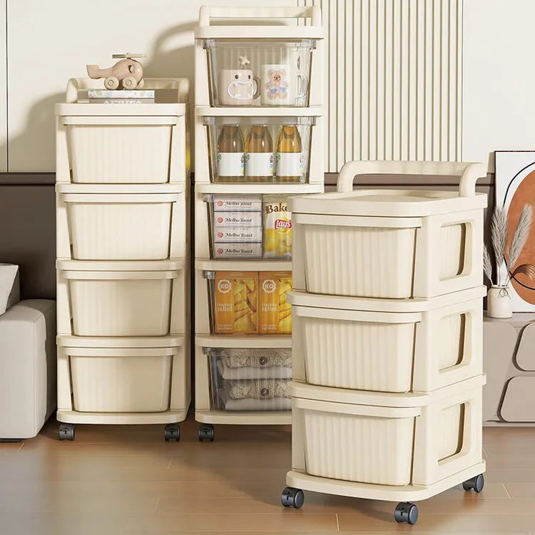 小推车零食奶油置物架客厅落地移动多层玩具家用卧室收纳抽屉式