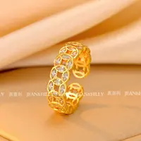 真喜利【铜钱】戒指 首饰女款 重工时尚 轻奢不撞款开口戒