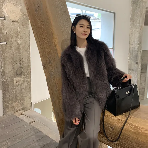 MSBEAST/野兽小姐芬兰进口坎毛整皮狐狸毛三角领皮草丨侘寂北岛