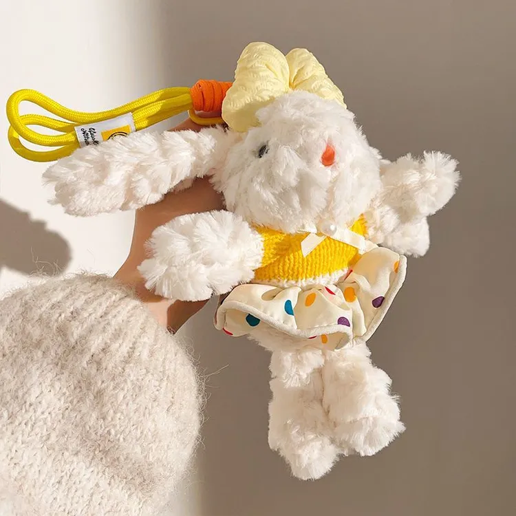 垂耳兔毛绒公仔玩偶兔子挂件手机背夹挂绳可爱包包挂饰手机配件
