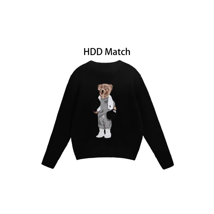 HDD- "运 动 熊"  棉 法式针织小熊减龄气质上衣 Y8412