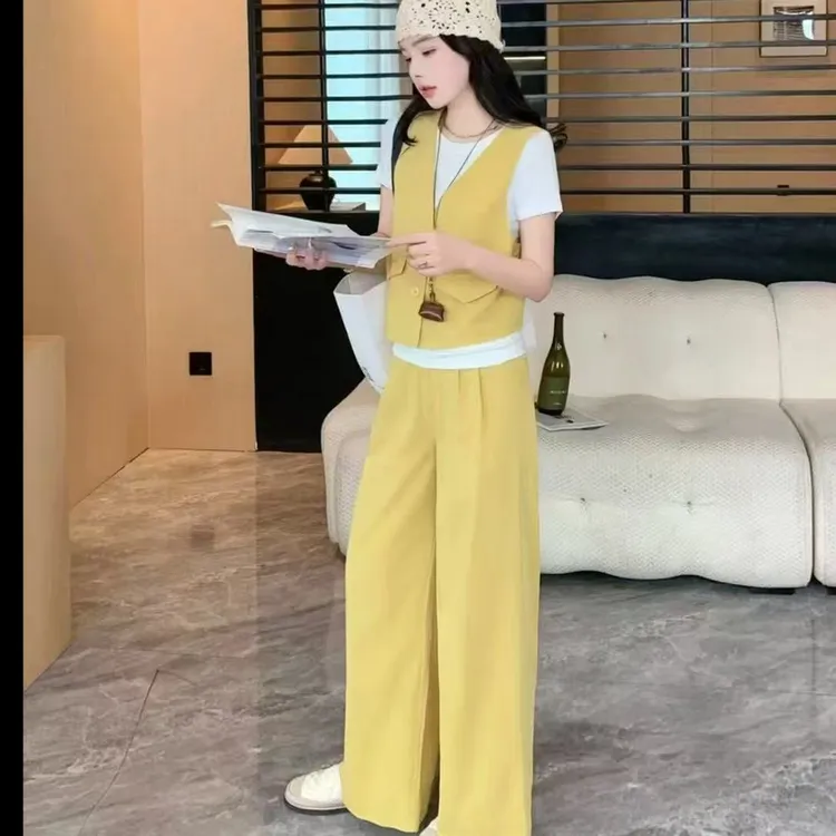 休闲风轻奢工装三件套装休闲气质百搭吊带背心夏季女装减龄宽松