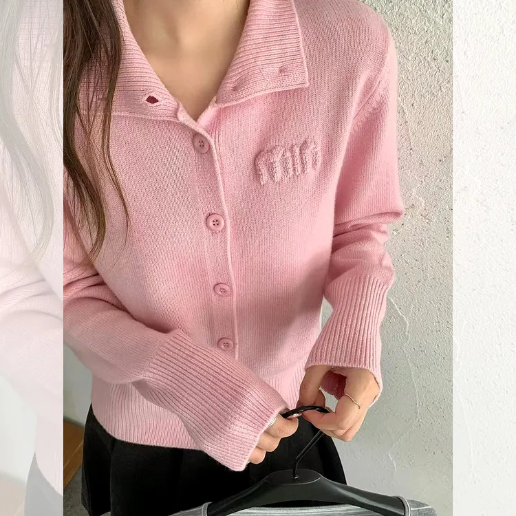 欧货100全羊毛秋冬高领字母开衫羊毛衫时尚百搭【不机洗，平铺晒】