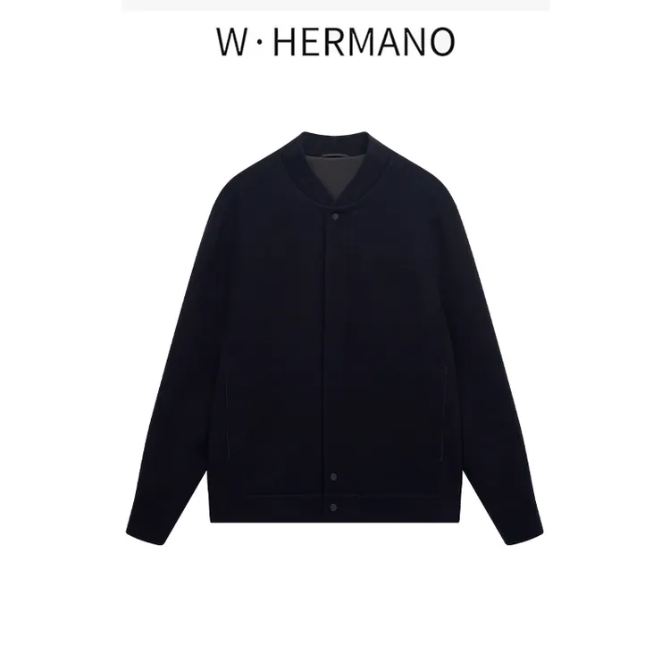 W·HERMANO男士棒球领夹克MAD151078外套拉链时尚纯色简约休闲百搭