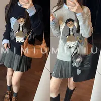 【mimius】U 重磅减龄学院风提花小熊套头毛衣 WG09165
