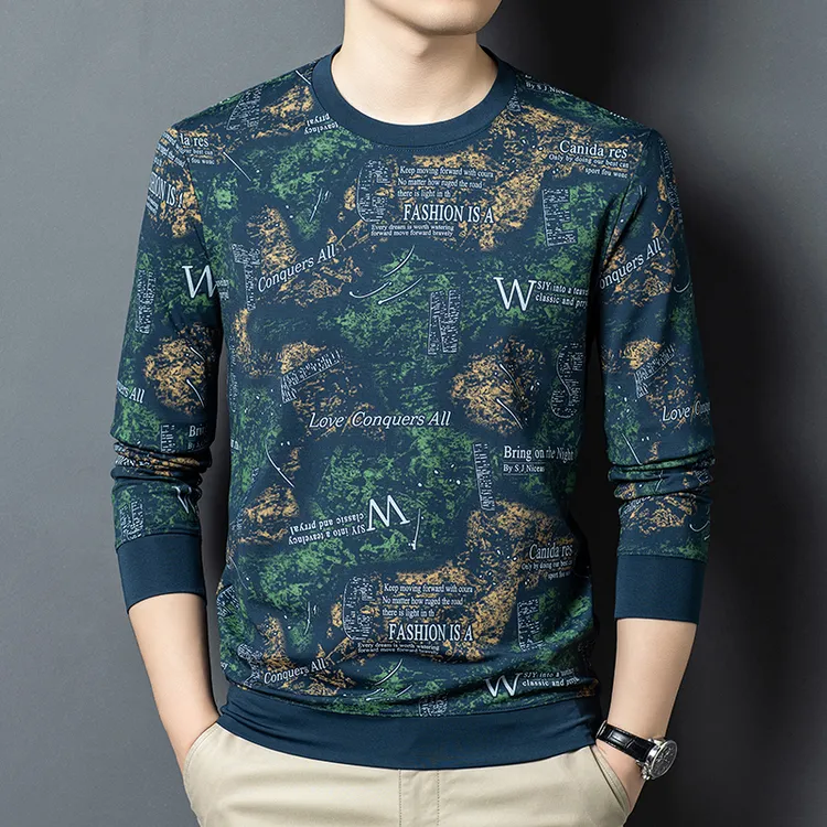 秋季长袖男士休闲打底卫衣男装打底衫潮流宽松时尚百搭春秋上衣