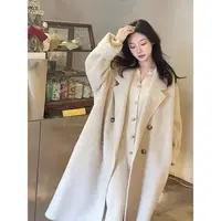长款毛呢外套名媛风白色毛呢大衣韩版秋冬毛呢A8018