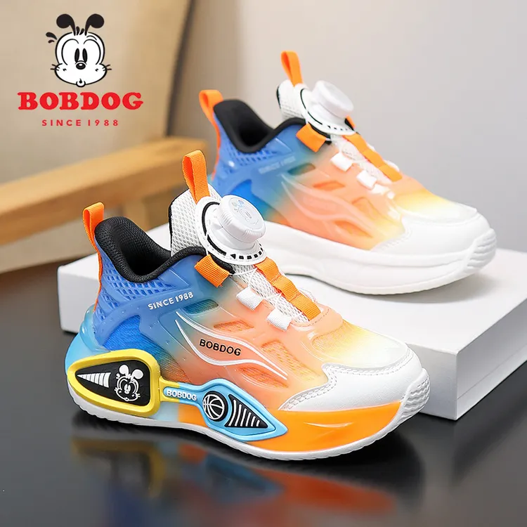 Bobdog/巴布豆男童篮球鞋2026春秋新款中大童网面透气儿童运动鞋