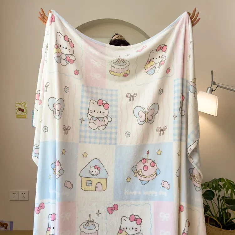 可爱卡通风牛奶绒毛毯办公室午睡盖毯儿童双面绒小毯子单人盖腿毯