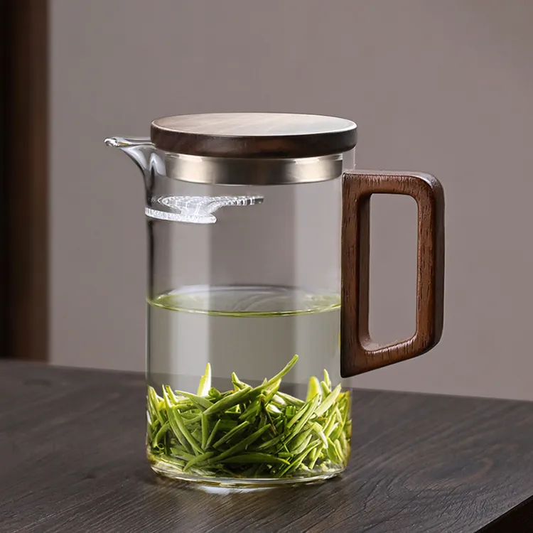 玻璃公道杯耐高温泡茶壶绿茶泡茶器月牙过滤一体杯茶水分离分茶器
