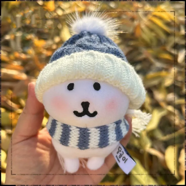 13cm自嘲熊挂件娃衣蓝色毛线帽子围巾可爱冬季娃娃围巾配饰便宜女