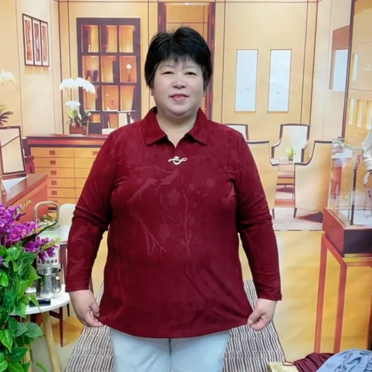 特大码宽松翻领提花洋气中老年妈妈装春秋长袖上衣能穿到240斤