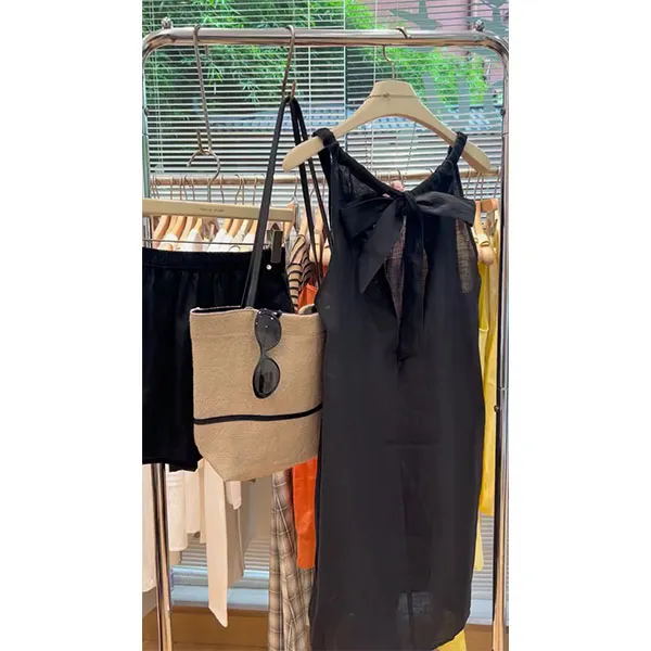 2025夏季新款法式气质无袖背心慵懒宽松时尚短裙连衣裙  