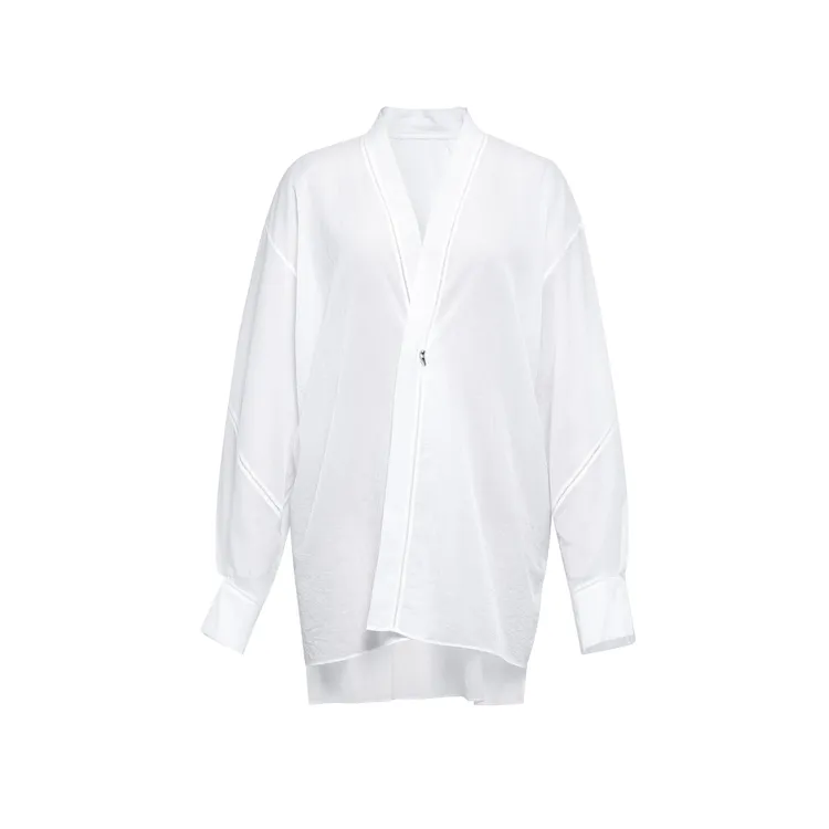 【迪丝嫚苓】白色外套时尚百搭长袖透气休闲薄款宽松原创设计师小众