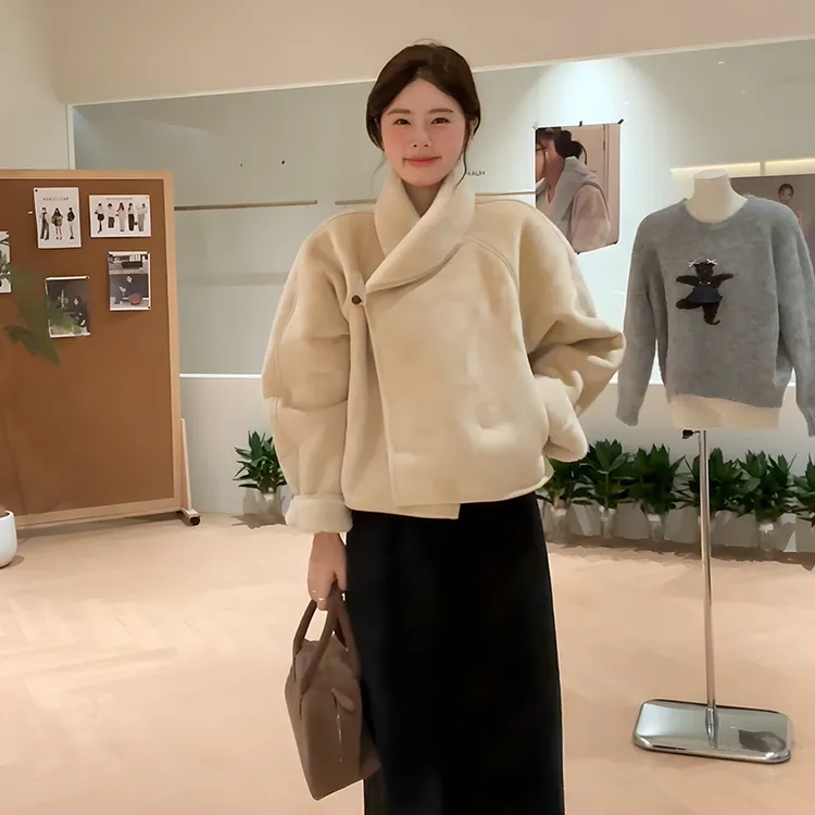 羊羔毛外套女冬季复古麂皮绒皮毛一体厚外套女秋冬季新款毛毛外套