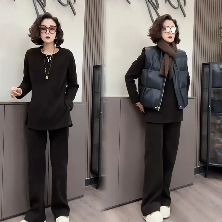 2025秋冬新款时尚显瘦气质网红高档套装女高级百搭宽松大码三件套