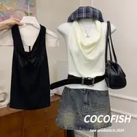 高级感气质荡领露背显瘦背心#9926