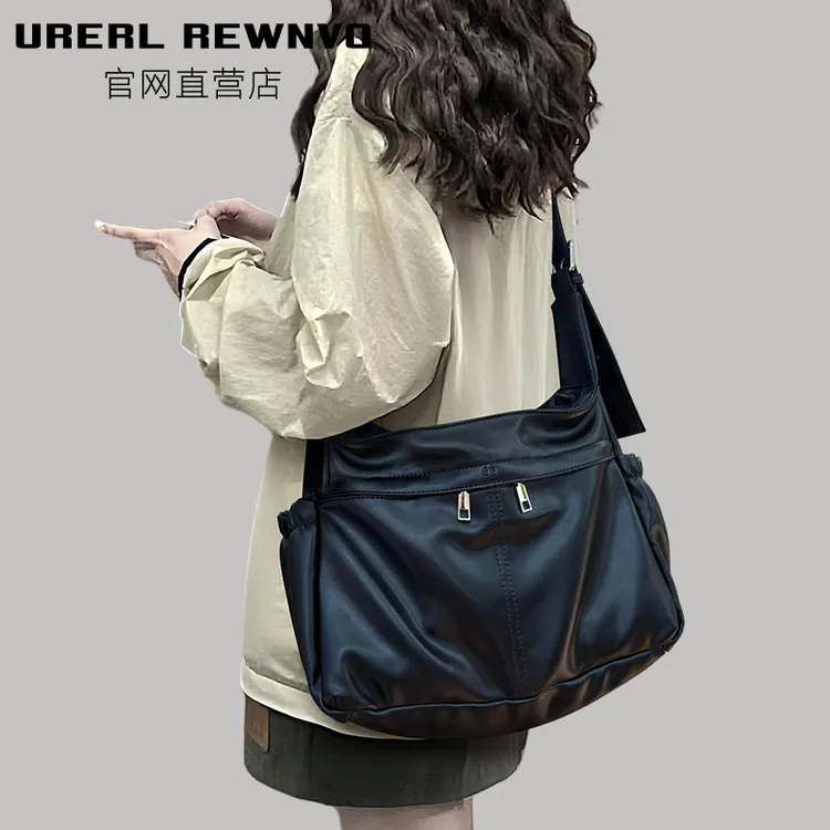 URERL REWNVO软皮托特包女2025新款潮通勤大容量斜挎包休闲托特包